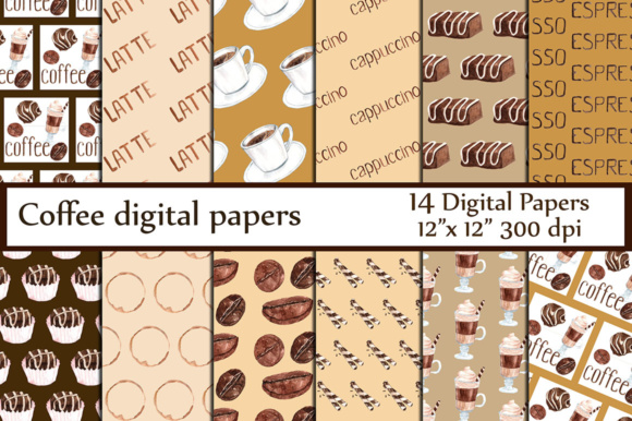Coffee Digital Paper & Clipart Collection