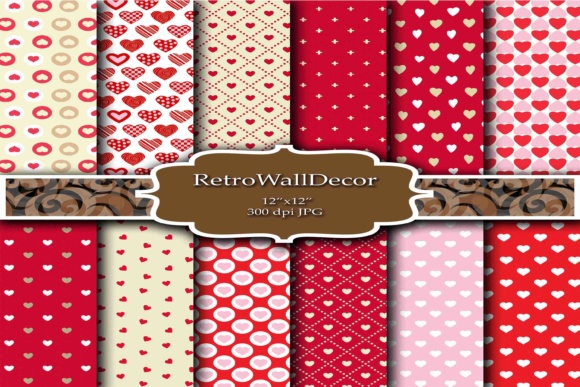 Love Digital Papers: Shabby Chic Pink Hearts, Red & Beige Designs for Real Creative Work