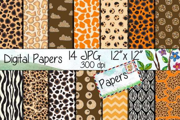 Safari Kraft Digital Paper Pack & Safari Background