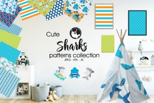 Sharks: Super Cute, High-Quality Pattern Backgrounds for Real Projects